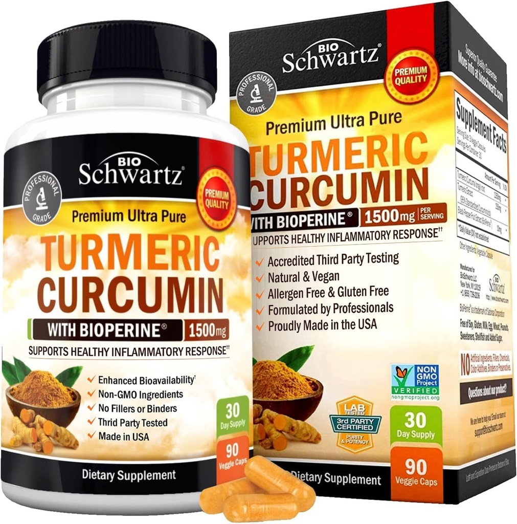 Turmeric Curcumin with Black Pepper Extract 1500Mg 90 Capsules