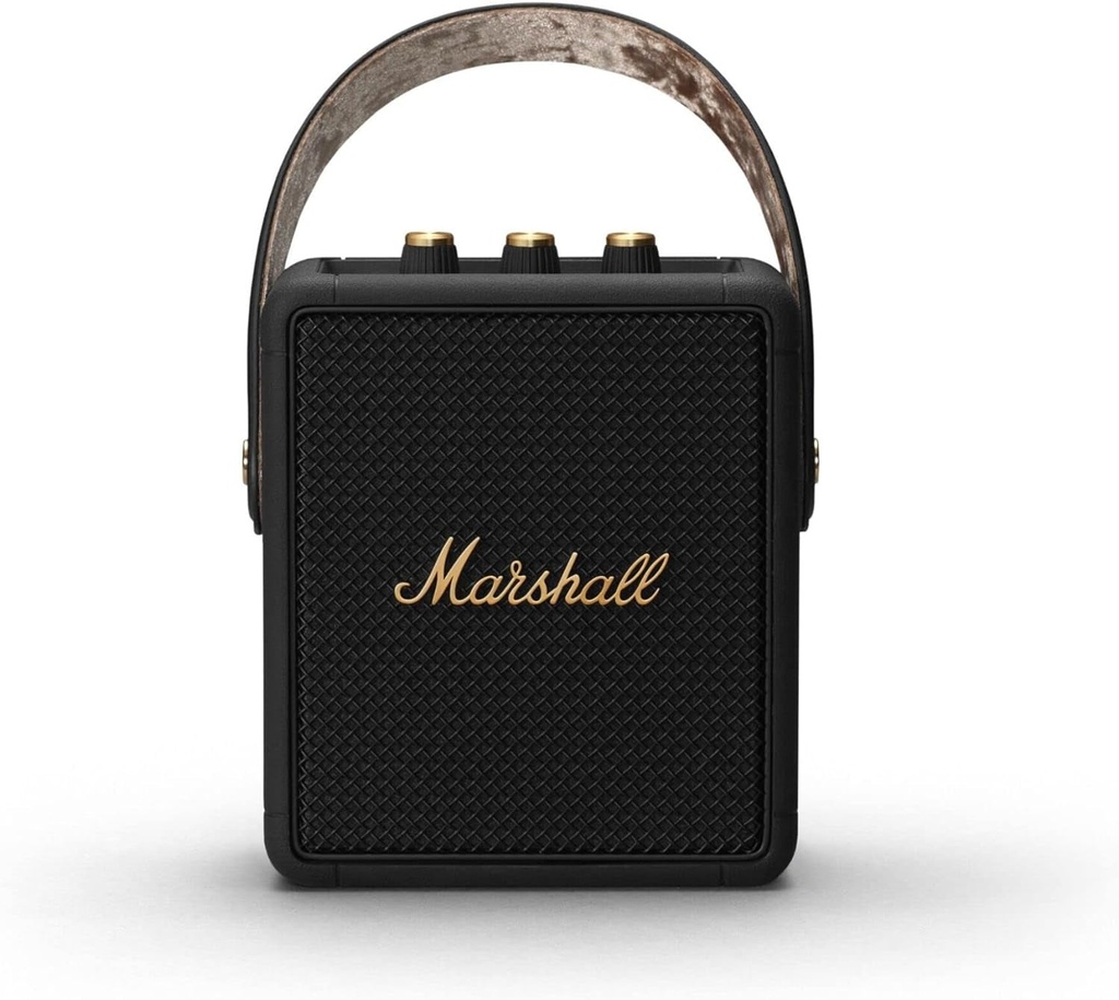 Marshall Stockwell II Portable Bluetooth Speaker, Black and Brass