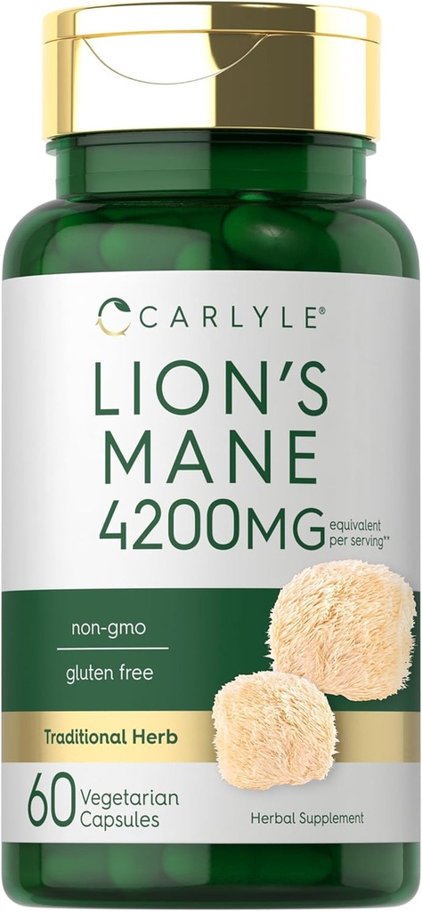 Carlyle Lions Mane Supplement Capsules | 4200Mg | 60 Count | Vegetarian, Non-Gmo