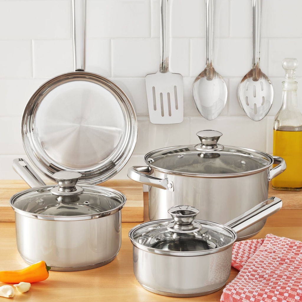 Stainless Steel 10-Piece Cookware Set Non Stick Cooking Pot Set Pots and Pans Se