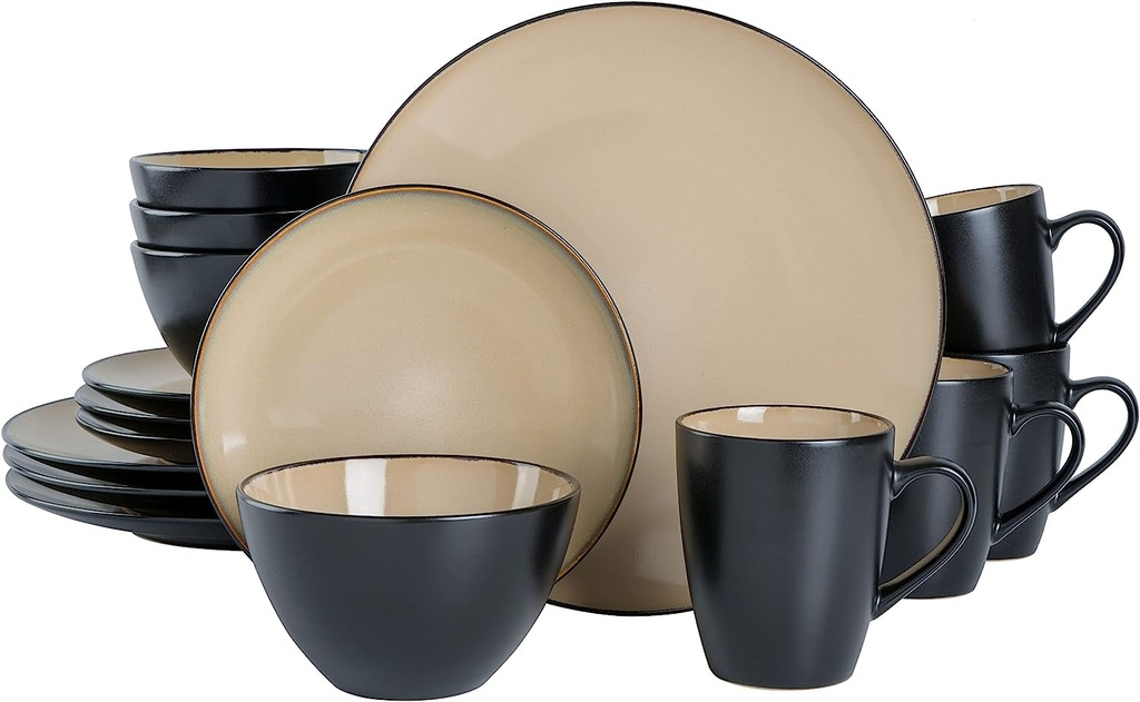 16 Piece Gibson Soho Lounge round Reactive Glaze Stoneware Dinnerware Set.