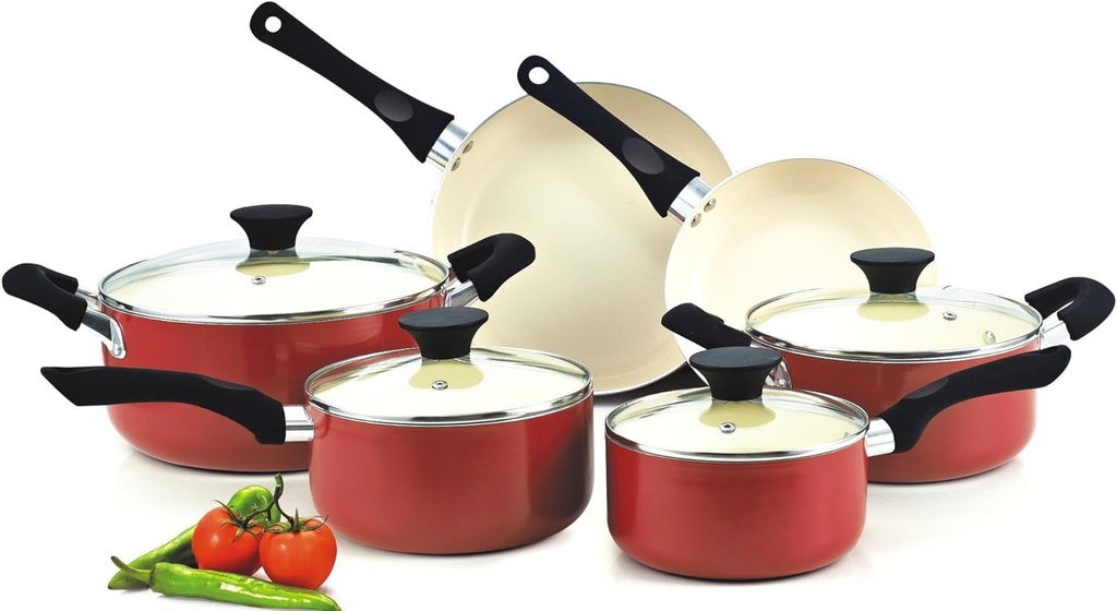 Cook N Home Pots and Pans Set Nonstick, 10-Piece Ceramic Kitchen Cookware Sets,