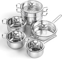 Meythway Pots and Pans Set Non Toxic, 11-Piece Stainless Steel Cookware Set With