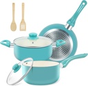 Pots and Pans Set, 7 Piece Nonstick Ceramic Cookware Set, Induction Kitchen Cook