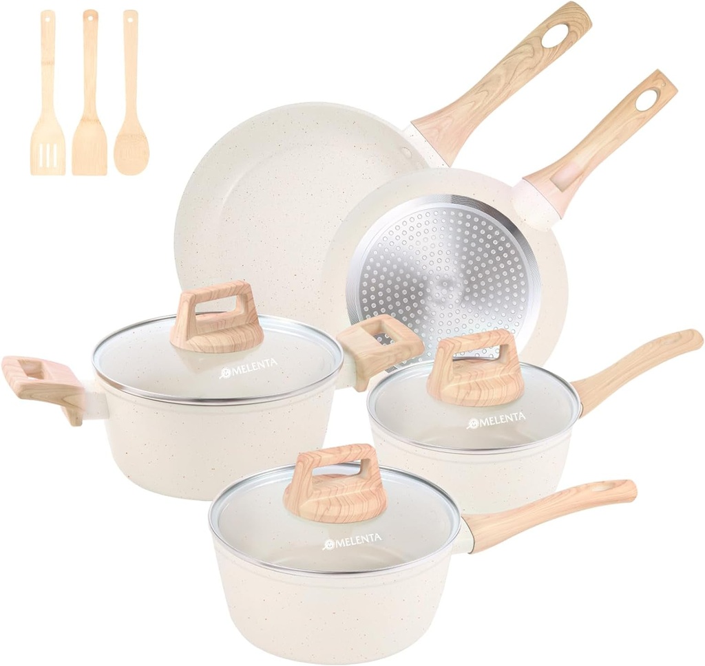 Granite Pots and Pans Set Ultra Nonstick, 11 Piece Die-Cast Cookware Sets with F