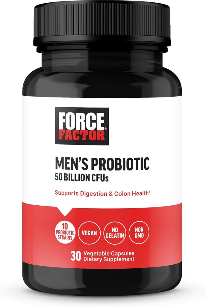 FORCE FACTOR Men’S Probiotic Probiotics for Digestive 30 Capsules