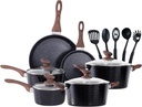 Dishdelight 15 Piece Pots and Pans Set Non Stick, Induction Nonstick Kitchen Coo