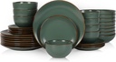 Stone Lain Brasa Modern Stoneware 32 Piece Dinnerware Sets, Plates and Bowls Set