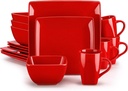 16 Pieces Vancasso Series SOHO, Stoneware Dinnerware Sets, Red Square Dinner Set