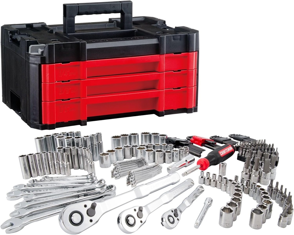 CRAFTSMAN VERSASTACK Mechanics Tool Set, 1/4 In, 3/8 In, and 1/2 in Drive, 230 P