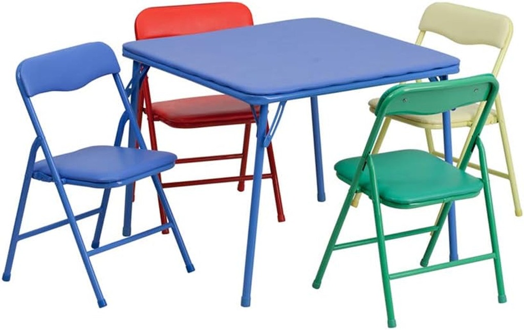 Flash Furniture Mindy Kids 5-Piece Set Folding Square Table and Chairs Set for D