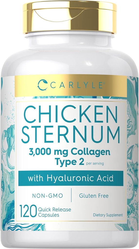 Carlyle Chicken Sternum Cartilage Collagen | Type II 3000Mg | 120 Capsules | Wit