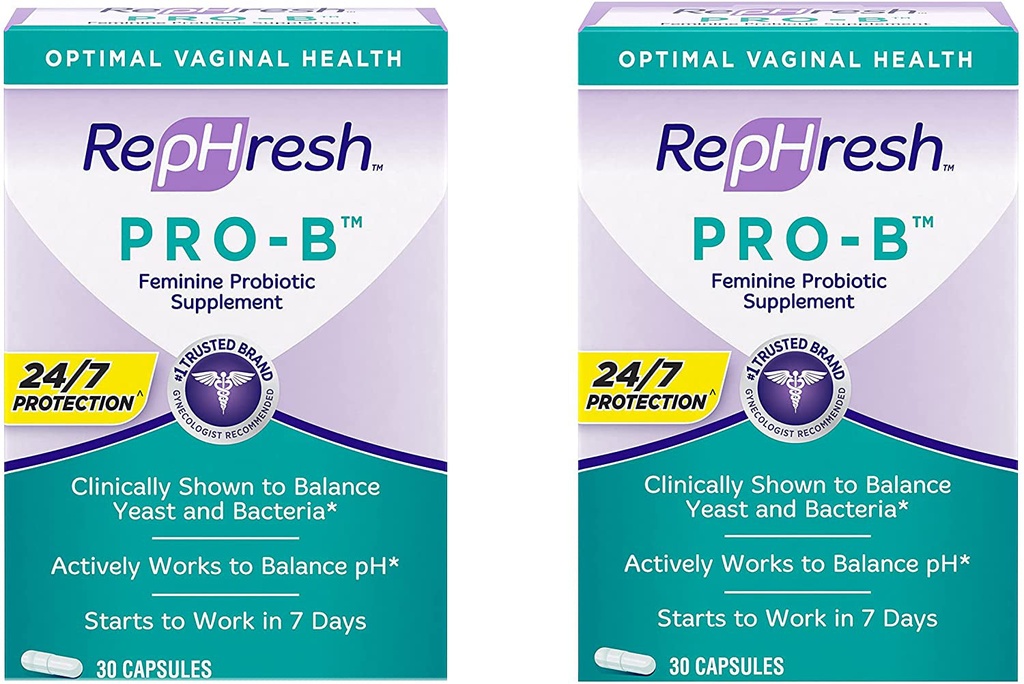Rephresh Pro-B Probiotic Feminine Supplement, 30-Count Capsules (Pack of 2)