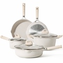 Carote Nonstick Pots and Pans Set, 8 Pcs Induction Kitchen Cookware Sets (Beige
