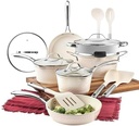 Gotham Steel Hammered 15 Pc Ceramic Pots and Pans Set Non Stick, Kitchen Cookwar