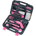 Apollo Tools DT0773N1 135-Piece Household Tool Set Including 3.6V Cordless Screwdriver, Pink