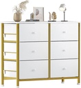 BOLUO White Dresser for Bedroom 6 Drawer Small Dresser Organizers Fabric Storage
