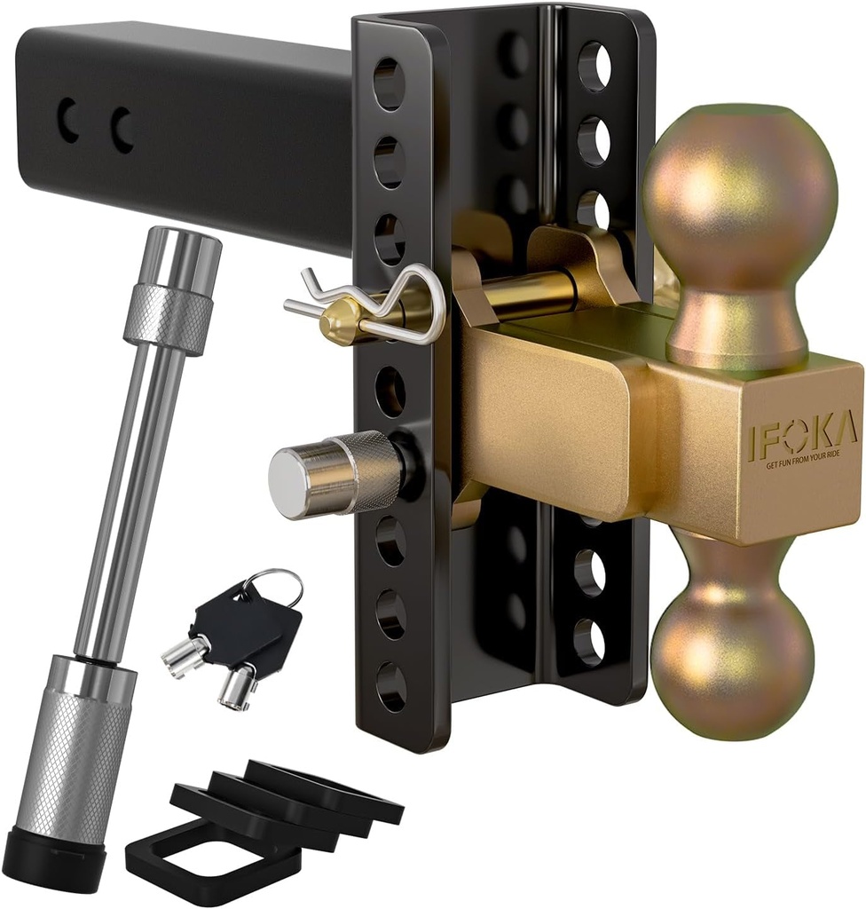 Adjustable Trailer Hitch, Fit for 2.5 Inch Inner Diameter Receiver, 6 Inch Drop