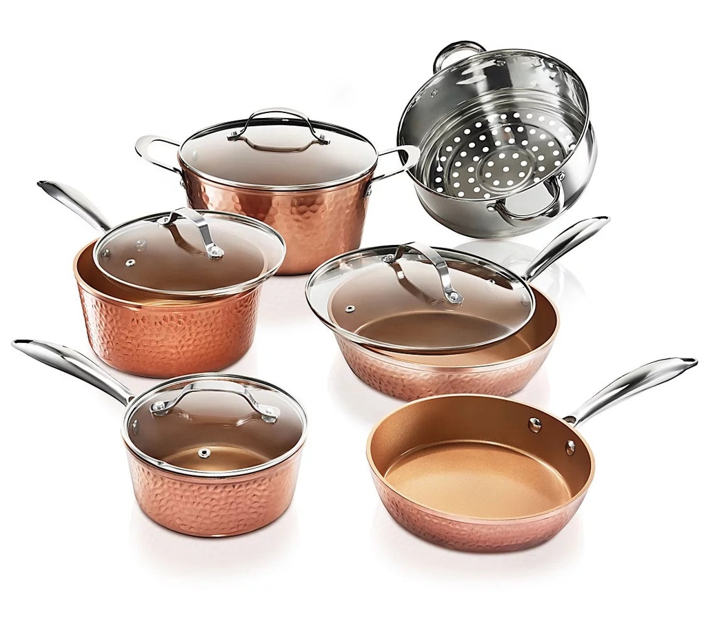 Gotham Steel Hammered Collection Pots and Pans Set, 10-Piece Premium Cookware Se