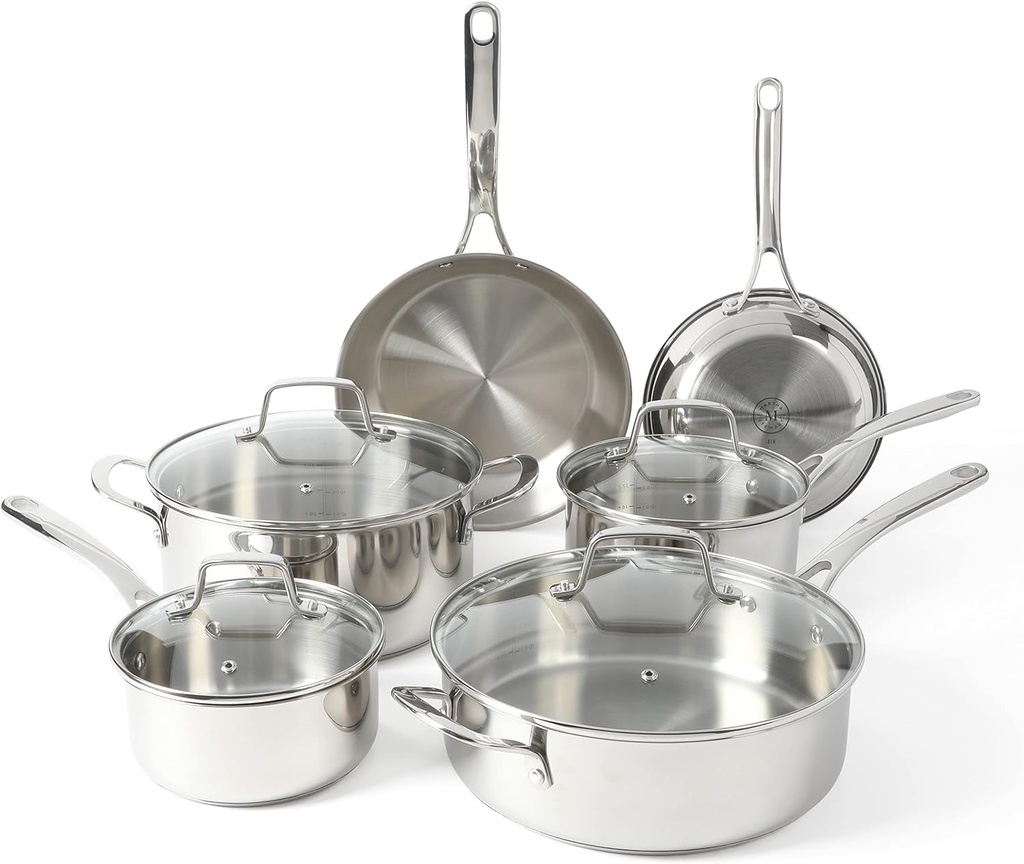 Martha Stewart Castelle 10 Piece 18/8 Stainless Steel Induction Safe Pots and Pa