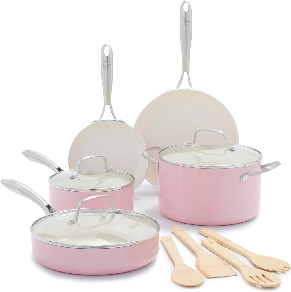 Greenlife Artisan Healthy Ceramic Nonstick, 12 Piece Cookware Pots and Pans Set,