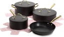 10-Piece, Black Paris Hilton Iconic Nonstick Pots and Pans Set, Multi-Layer Nons