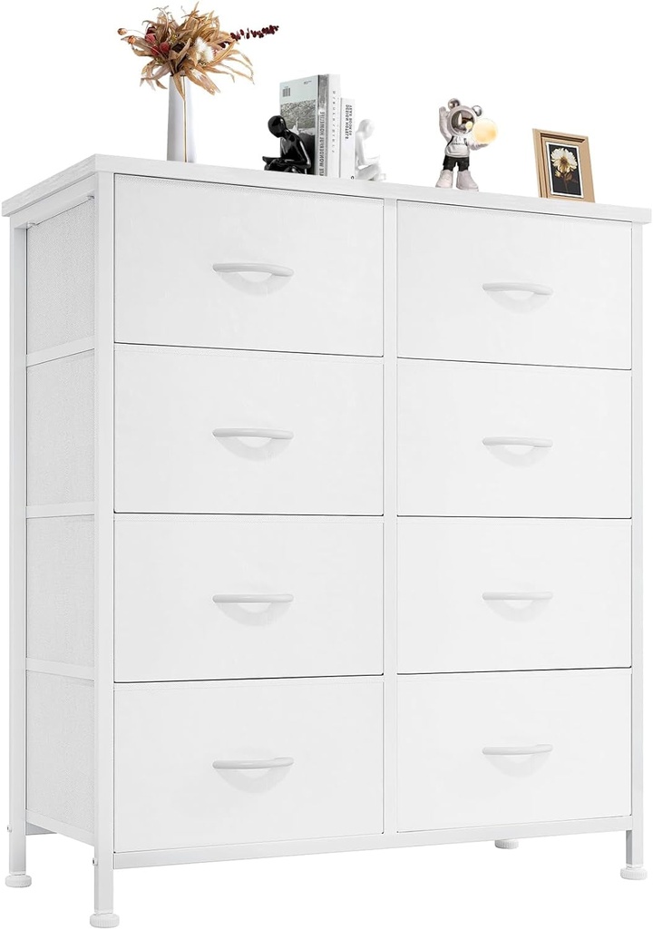 Dresser for Bedroom with 8 Fabric Drawers, Tall Chest Organizer Units for Clothi