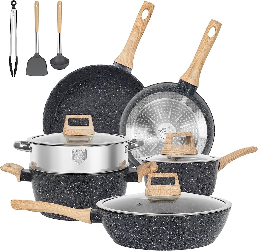12Pcs Pots and Pans Set Non Stick Kitchen Cookware Sets Induction Cookware Nonst