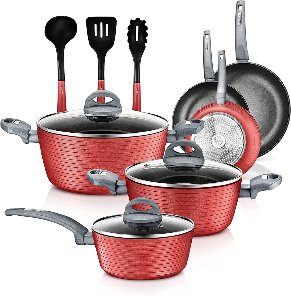 Nutrichef Kitchenware Pots&Pans Stylish Cookware, Non-Stick Coating Inside&Outsi
