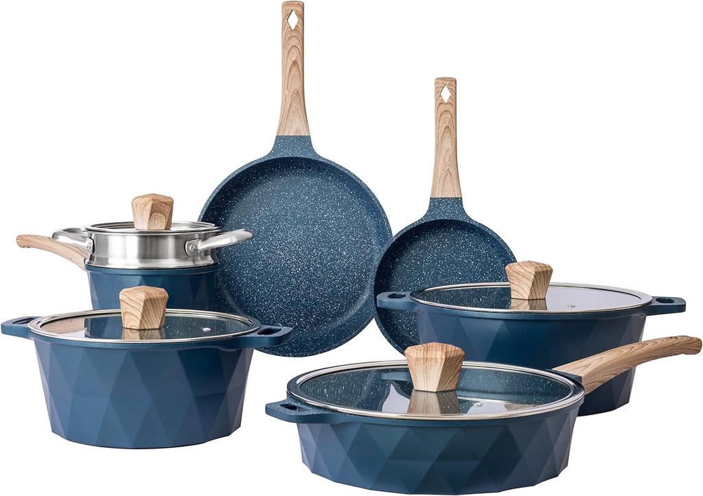 Country Kitchen 13 Piece Induction Cookware Sets - Nonstick Cast Aluminum Pots A