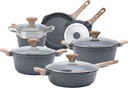 Country Kitchen 11 Piece Nonstick Induction Cookware Sets - Cast Aluminum Pots