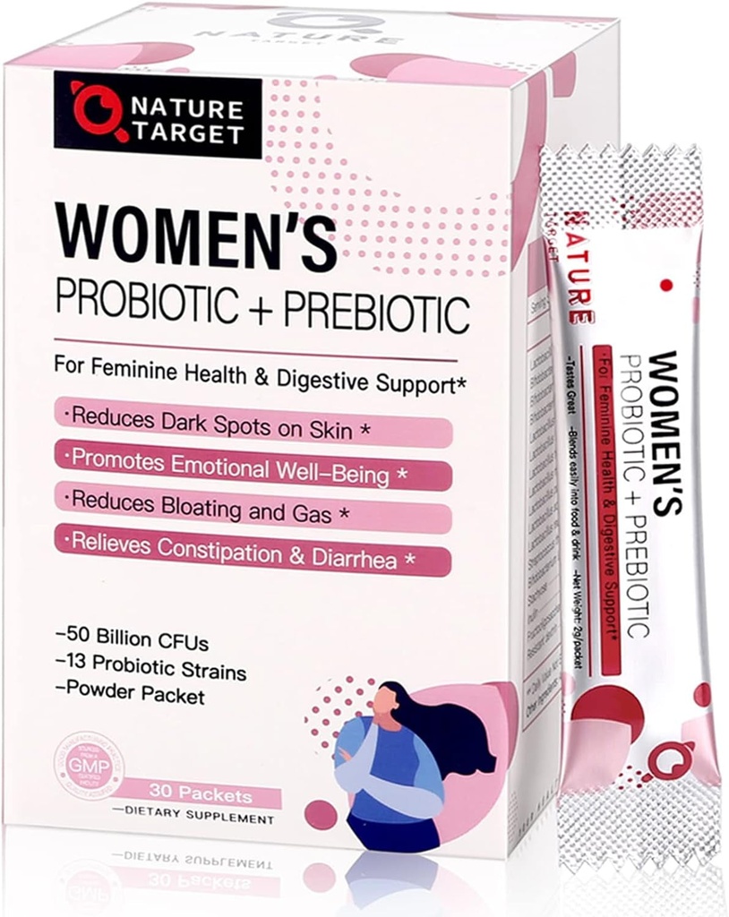 NATURE TARGET Probiotics for Women 30 Packet Probiotic Powder Supplement