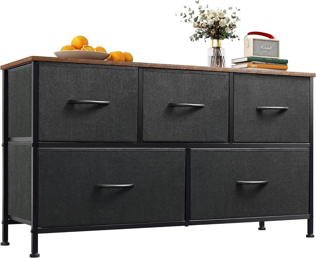 WLIVE Dresser for Bedroom with 5 Drawers, Wide Chest of Drawers, Fabric Dresser,