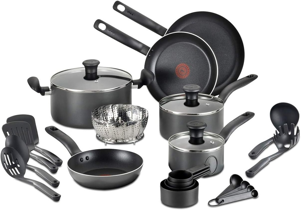T-Fal FBA_A821SI64 Initiatives Nonstick inside and Out, 18-Piece, Black