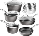Granitestone Pots and Pans Set with Hammered Design, 10 Piece Complete Nonstick