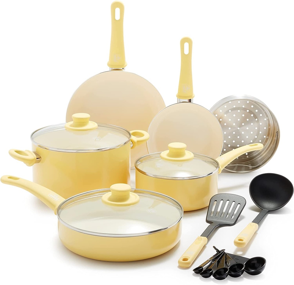 Greenlife Soft Grip Healthy Ceramic Nonstick 12 Piece Cookware Pots and Pans Set