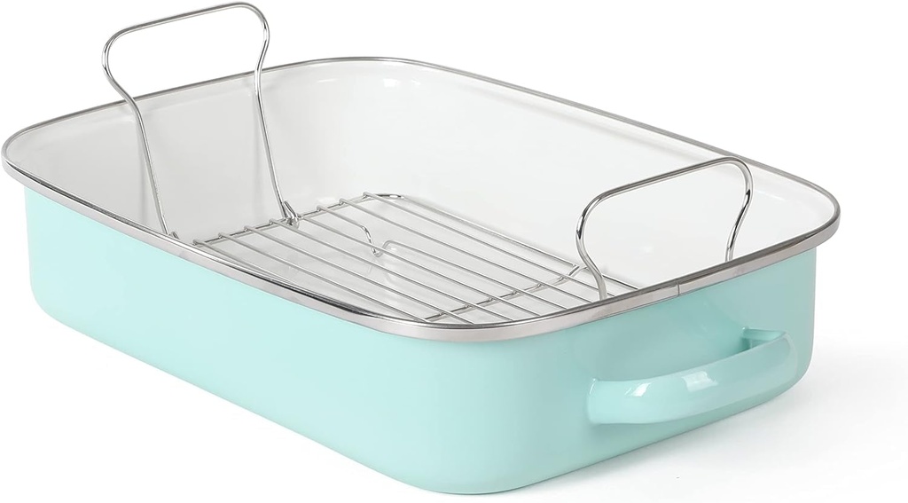 Martha Stewart Thayer 16" Enamel on Steel Roaster Pan W/Stainless Steel Rack - M
