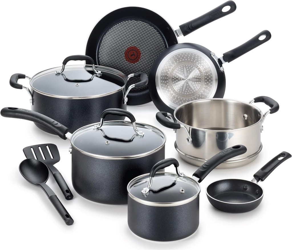 T-Fal Experience Nonstick Cookware Set 12 Piece, Induction, Oven Broiler Safe 35