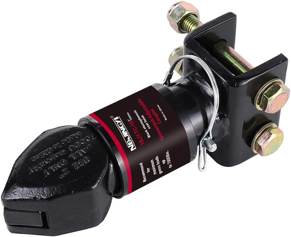 Adjustable Trailer Coupler 2" 7000LBS , Black Powder Coat,Channel-M