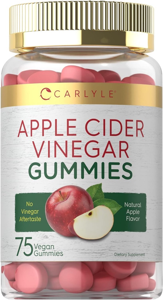 Carlyle Vegan Apple Cider Vinegar Gummies | 75 Count | Apple Flavor | Non-Gmo, G