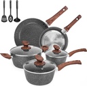 Granite Pots and Pans Set Ultra Nonstick, 11 Piece Die-Cast Cookware Sets with F
