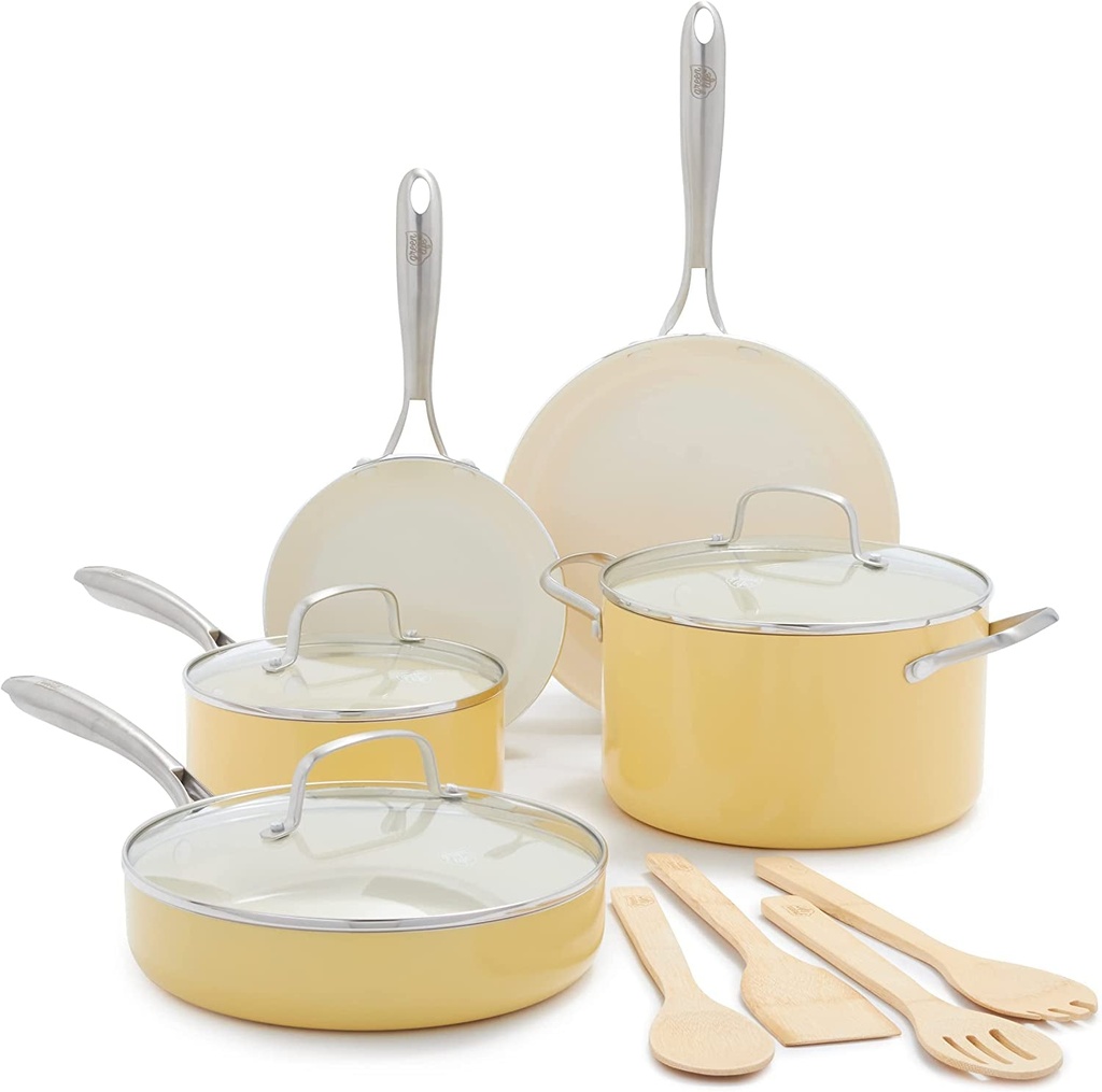Greenlife Artisan Healthy Ceramic Nonstick, 12 Piece Cookware Pots and Pans Set,