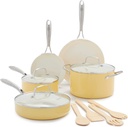 Greenlife Artisan Healthy Ceramic Nonstick, 12 Piece Cookware Pots and Pans Set,