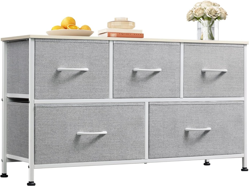 WLIVE Dresser for Bedroom with 5 Drawers, Wide Chest of Drawers, Fabric Dresser,
