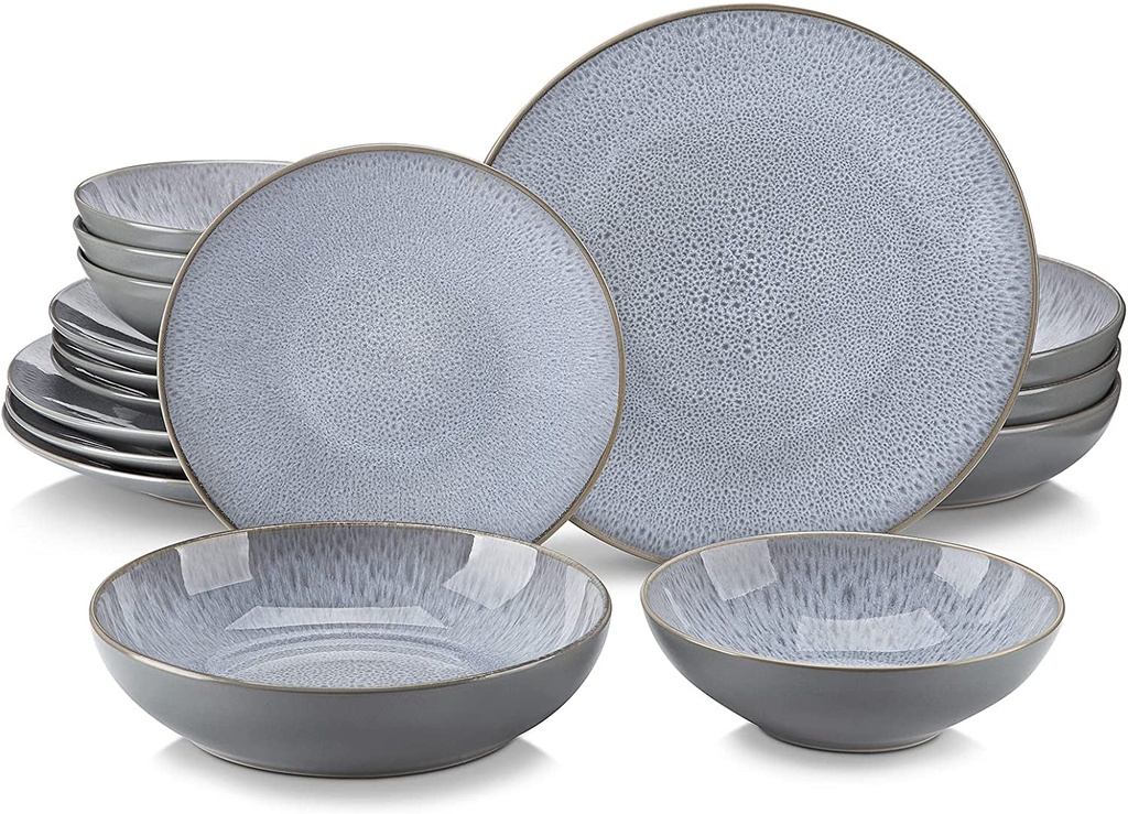 Vancasso Karst 16 Pieces Dinnerware Set, round Dish Set, Plates and Bowls Set, G