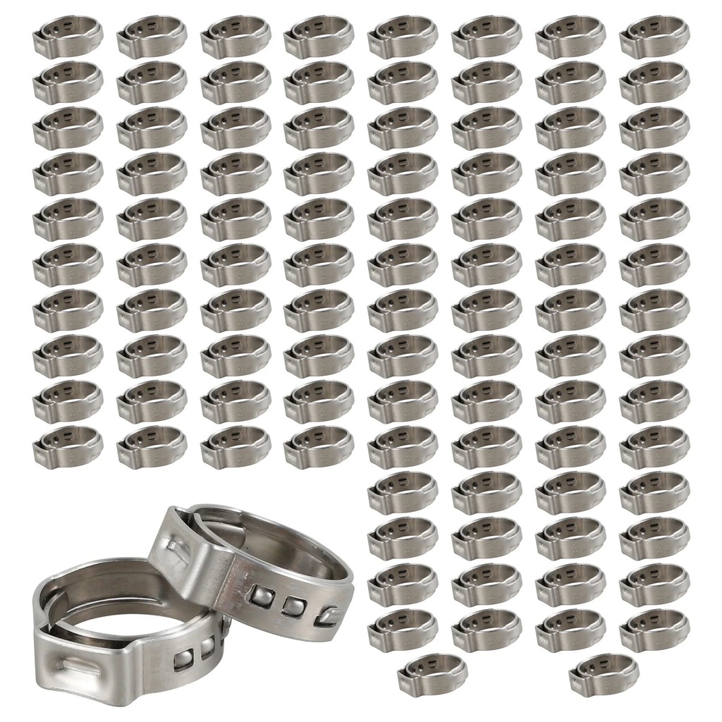 100Pcs 1/2 Inch PEX Cinch Clamps 304 Stainless Steel PEX Crimp Rings Heavy Duty PEX Fitting Clamps Multipurpose Pinch Clamps