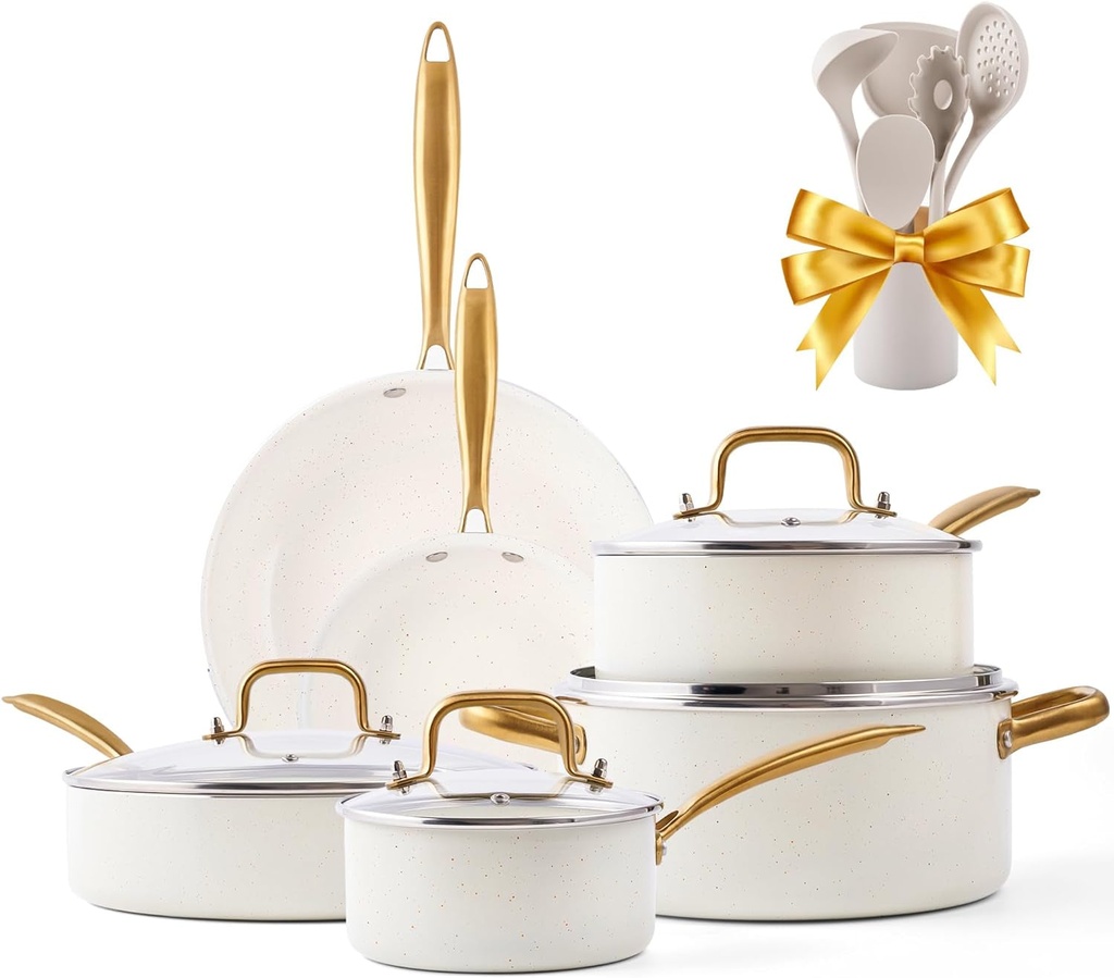 Ceramic Pots and Pans Set Nonstick 16 PCS Kitchen Cookware Sets Cookware Se