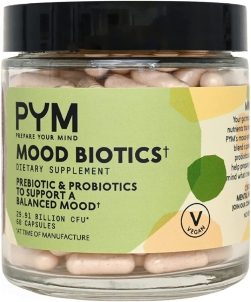 Prebiotics and Probiotics Mood Biotics by PYM with 22.91 Billion CFU (60 Count)