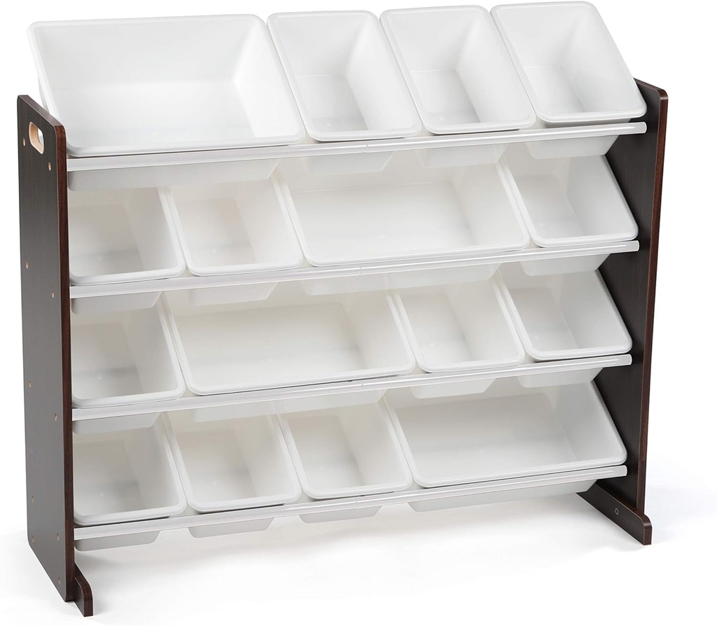Humble Crew Extra-Large Toy Organizer, 16 Storage Bins, Espresso/White