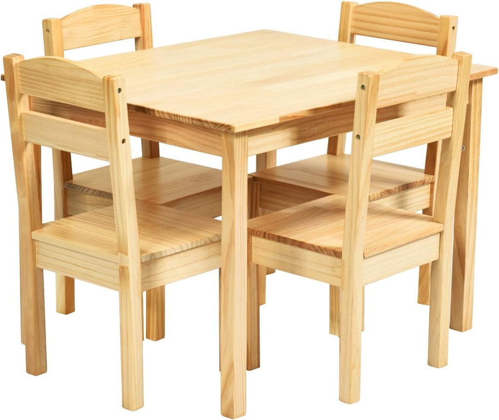 Costzon Kids Table and Chair Set, 5 Piece Wood Activity Table & Chairs for Child